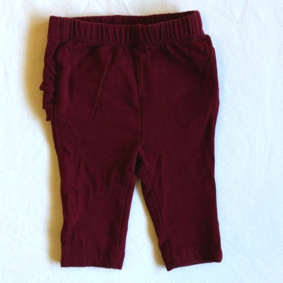 old navy burgundy ruffle bum leggings 0-3 months baby girl - Picture 4 of 5